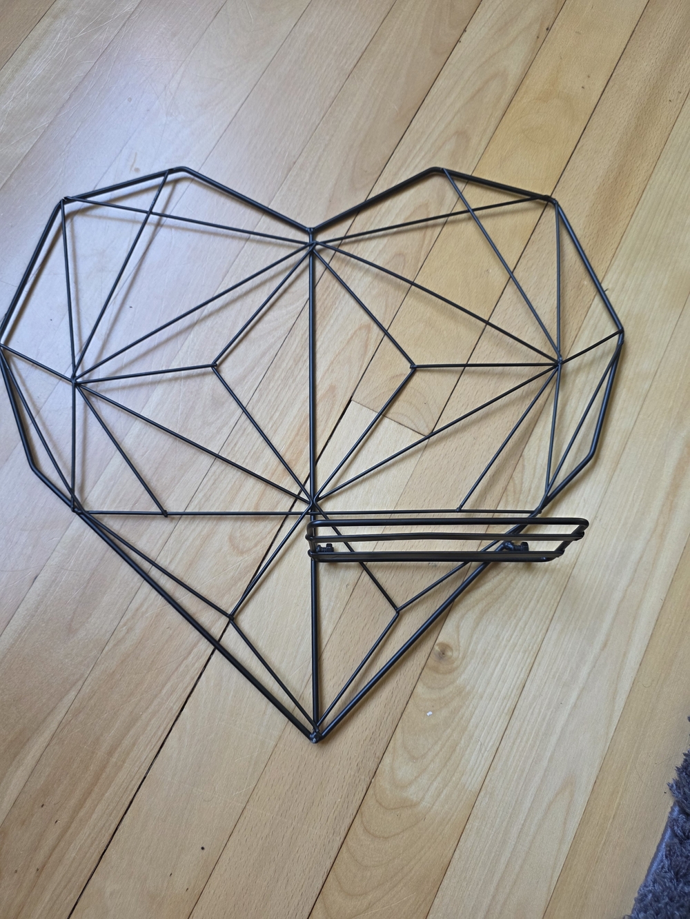 Metal Geometric Heart Wall Shelf - Black